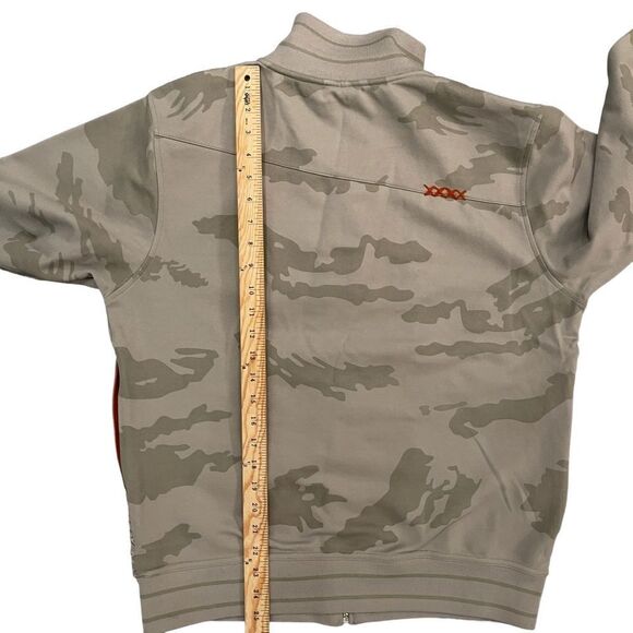 Billabong Jacket Zip Up Tan Camo Stand Up Collar Logo Men's M Pockets Sweater - Picture 11 of 13